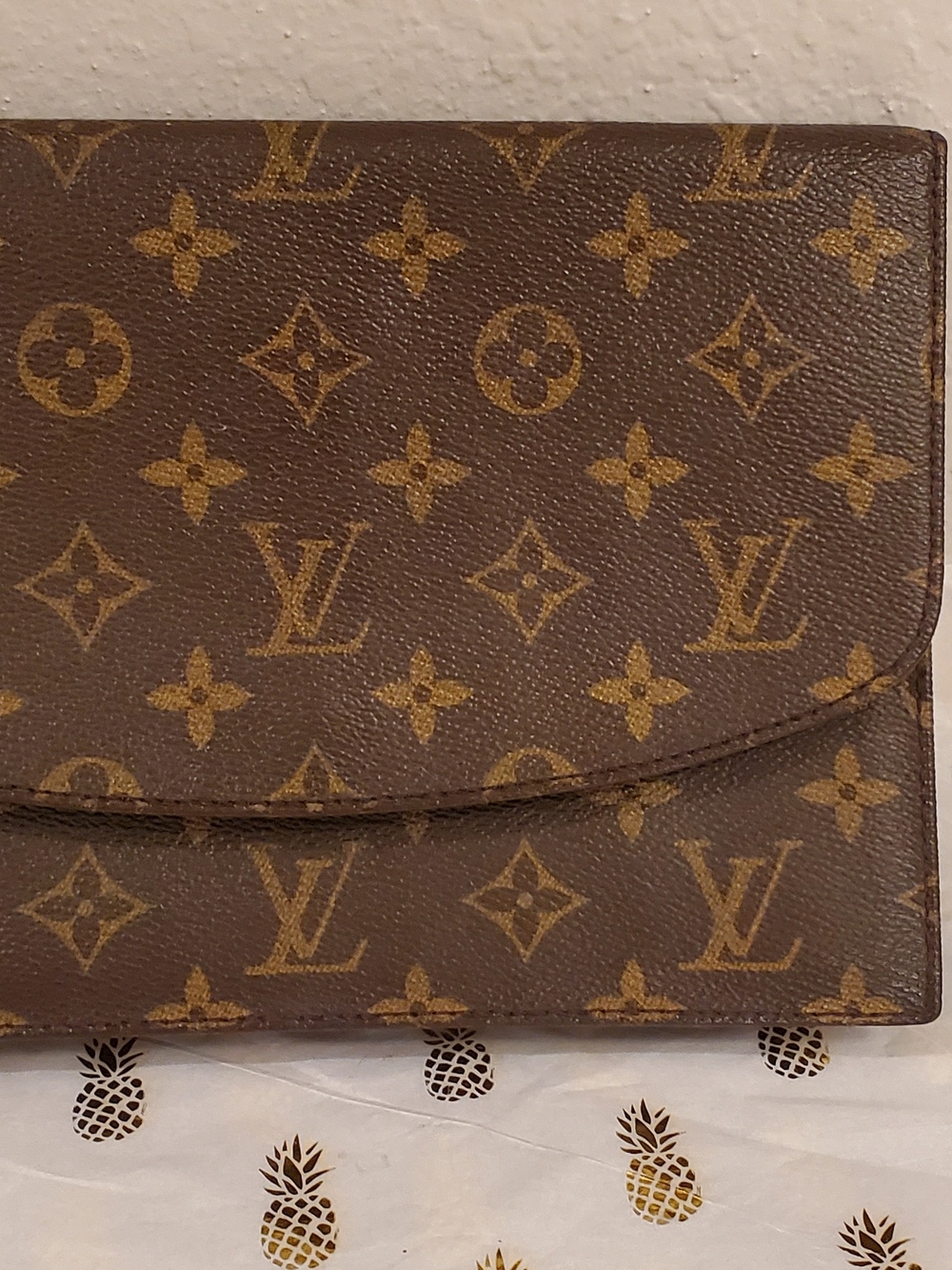 Louis Vuitton Monogram Clutch /Envelope Canvas Wallet in Brown and Gold